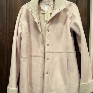 NWT Coldwater Creek Pink Faux Suede Shearling Lined Jacket